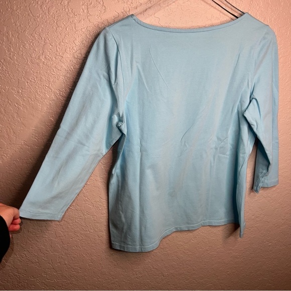 Blue Talbots 3 Quarter Inch Blouse - Picture 4 of 5